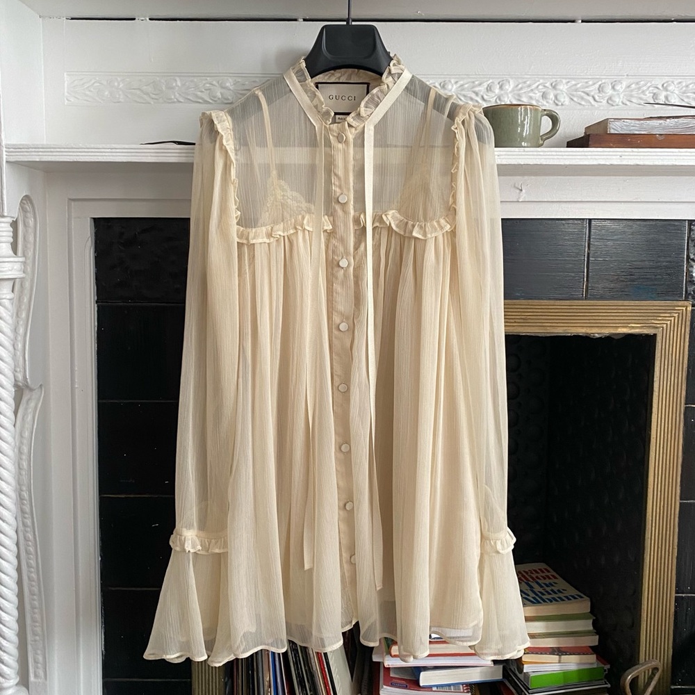 Gucci Silk Chiffon Ruffle Blouse